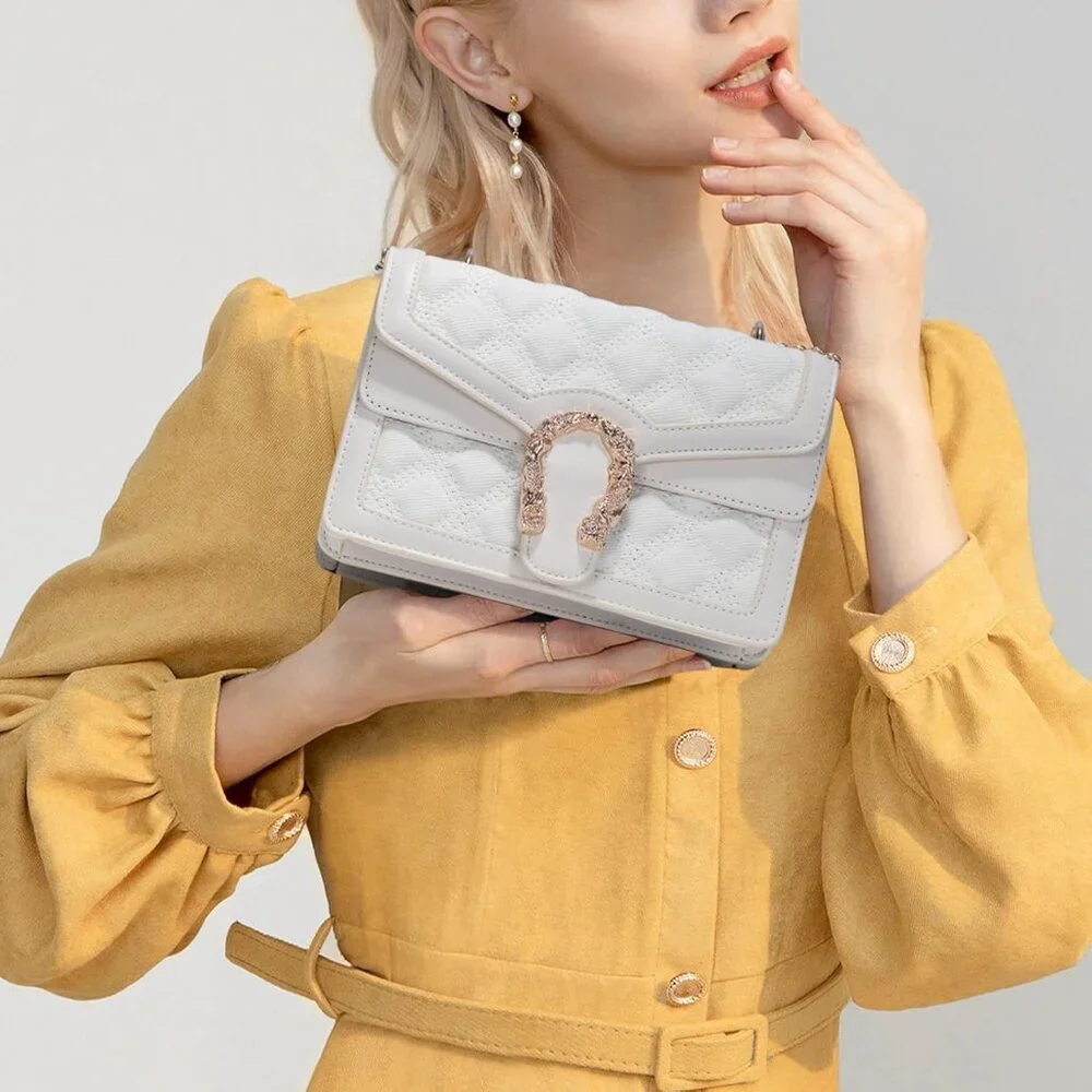 ⚡ Women's Casual Snake Vegan Leather Print Fashion Satchel Crossbody White Bag
